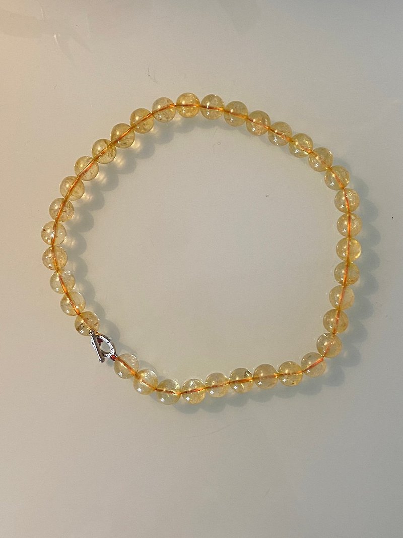 [Necklace] OT necklace pink crystal/citrine/chrysoprase - สร้อยคอ - ไข่มุก สีดำ