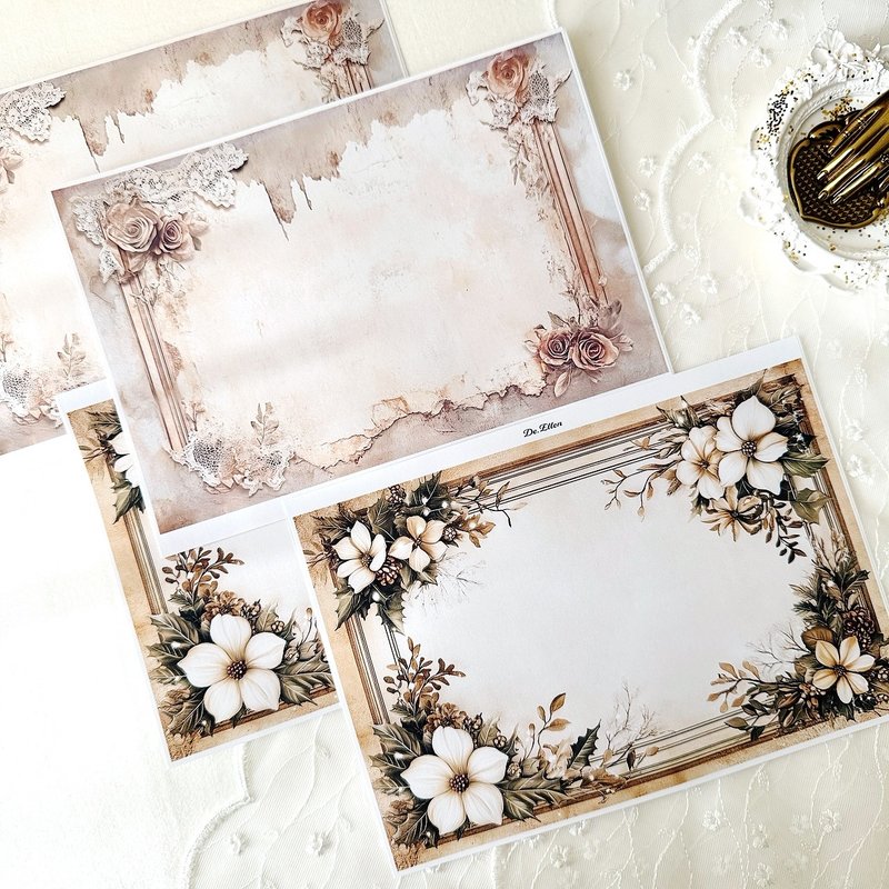 Z157 - Flower flame background - 貼紙 - 紙 