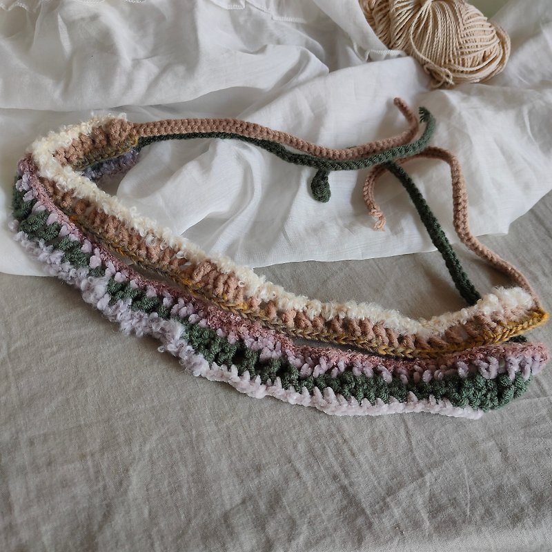 [Two braided hair wear] Hand-woven headband/irregular weaving/random weaving - Hair Accessories - Cotton & Hemp Green