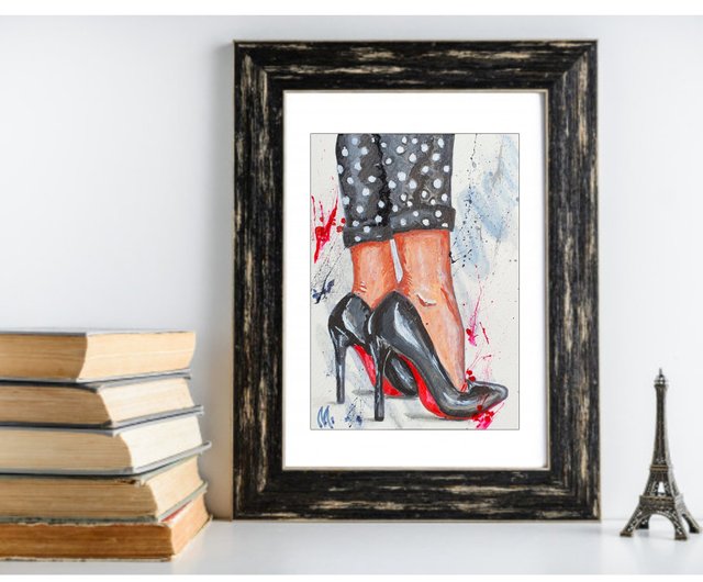靴の絵の女の子のハイヒールの脚のオリジナル アートワーク Just USA