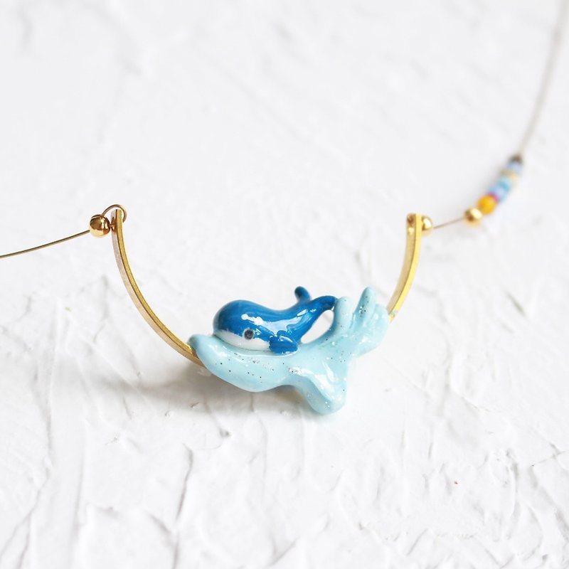 鯨の手作りネックレスI Story _ Ocean Love - ネックレス - その他の素材 ブルー