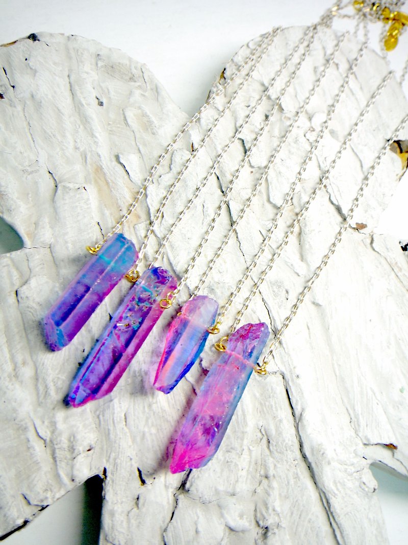 TIMBEE LO Natural Crystal Column Plating Purple X Pink Symphony Color Necklace - Necklaces - Paper Pink