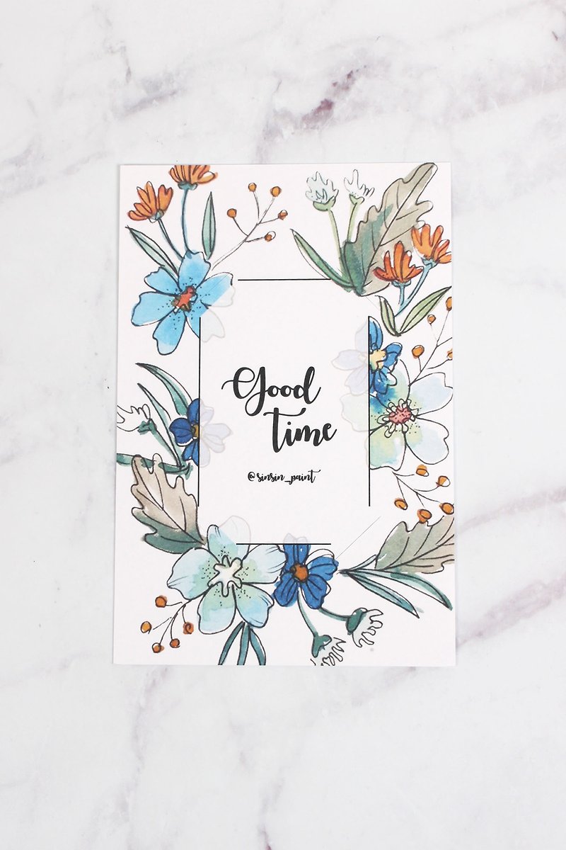 Good Time Botanical Instax Photo Frame Card - Fresh - Cards & Postcards - Paper Blue