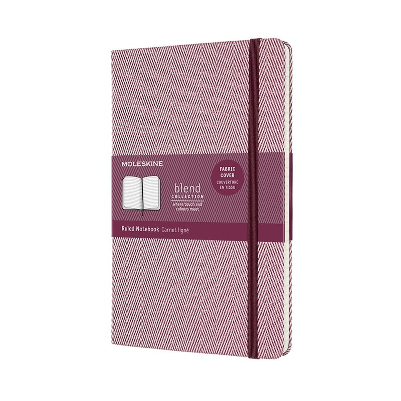 MOLESKINE Woven Cloth Series Fishbone Pattern Notebook-Purple L-shaped Horizontal Line - สมุดบันทึก/สมุดปฏิทิน - กระดาษ สีม่วง