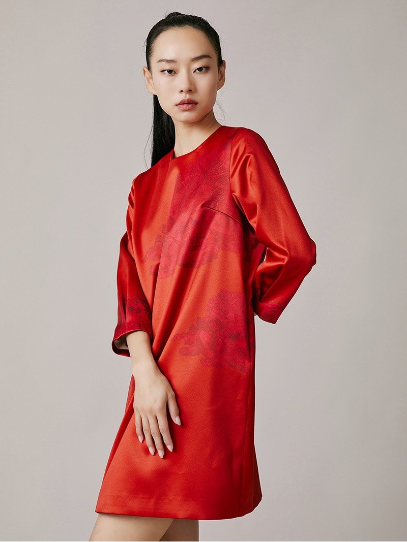 Chunwang/New Chinese style cheongsam dress - One Piece Dresses - Polyester Red