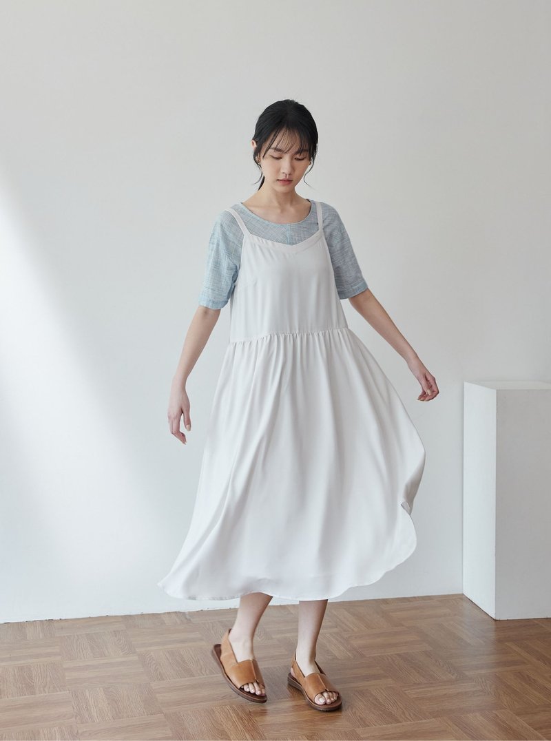 Moon Song Thin Belt Dress-Chenmei - Skirts - Polyester White