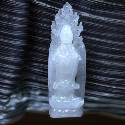 瓔珞翡翠 冰種翡翠精雕寶瓶觀音菩薩 | 天然緬甸玉翡翠A貨 | 送禮