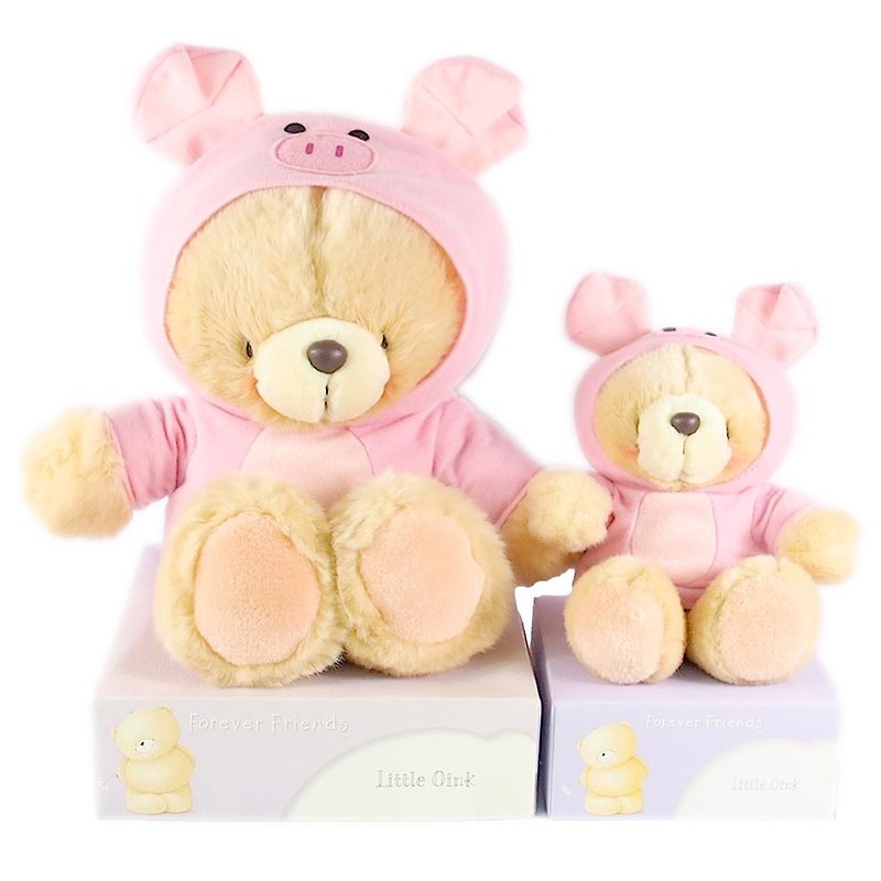 Pink piggy parent-child fluffy bear [Hallmark-ForeverFriends fluff-cross dress series] - ตุ๊กตา - วัสดุอื่นๆ สึชมพู