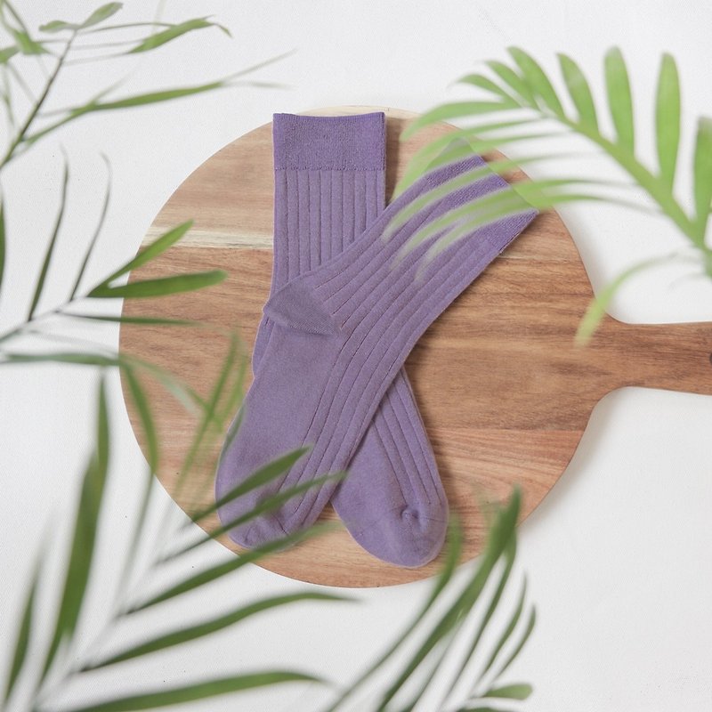 乾燥感・機能美學羅紋襪∣紫羅蘭x紫丁香∣22-26cm∣襪子・設計襪 - 襪子 - 棉．麻 紫色