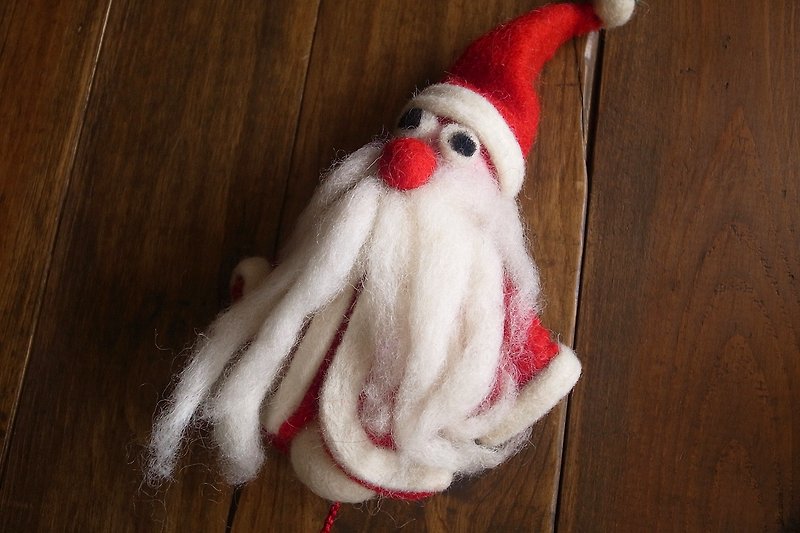 Handmade Felt Hanging Christmas Ornament Red Santa - Other - Wool Red