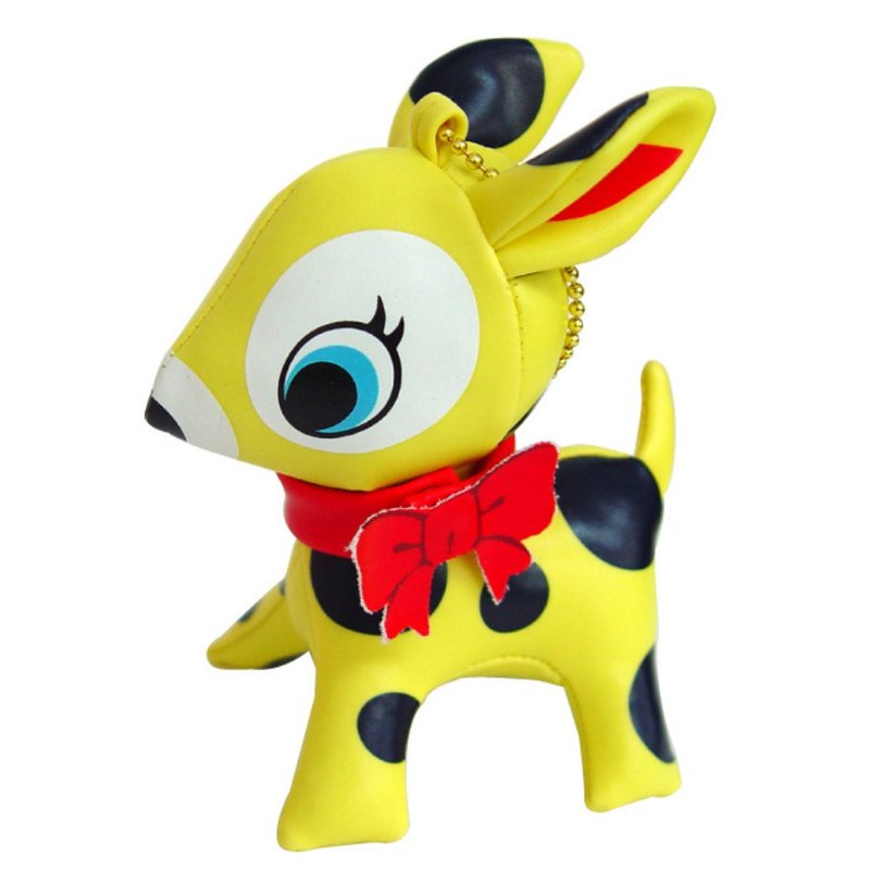 Puchi Babie Key Chain Multiple Dots YE Deer Cute Doll Gift Present Japan - 玩偶/公仔 - 其他材質 黃色