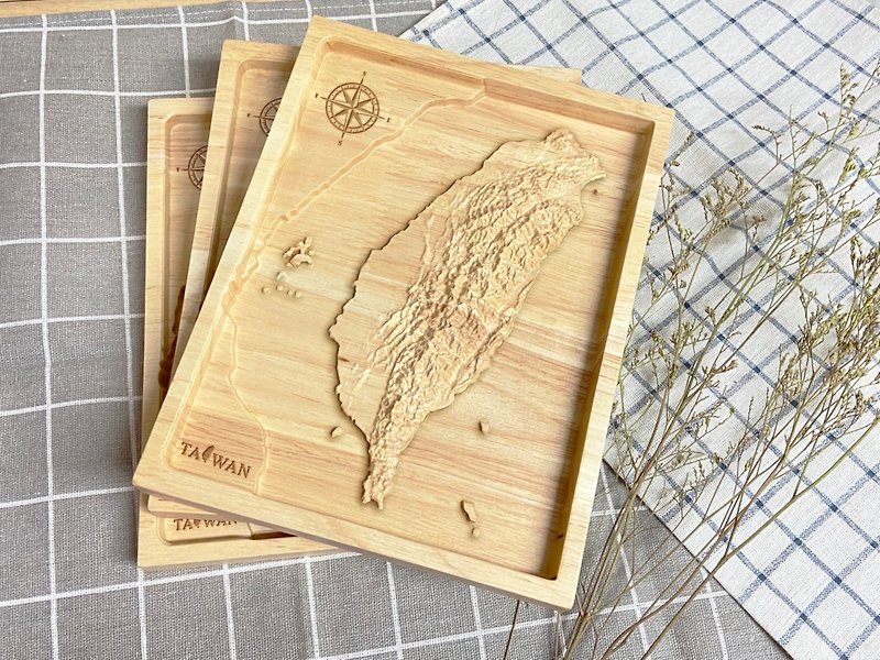 Log 3D Stereo Map of Taiwan - Small Size Decoration - ของวางตกแต่ง - ไม้ 