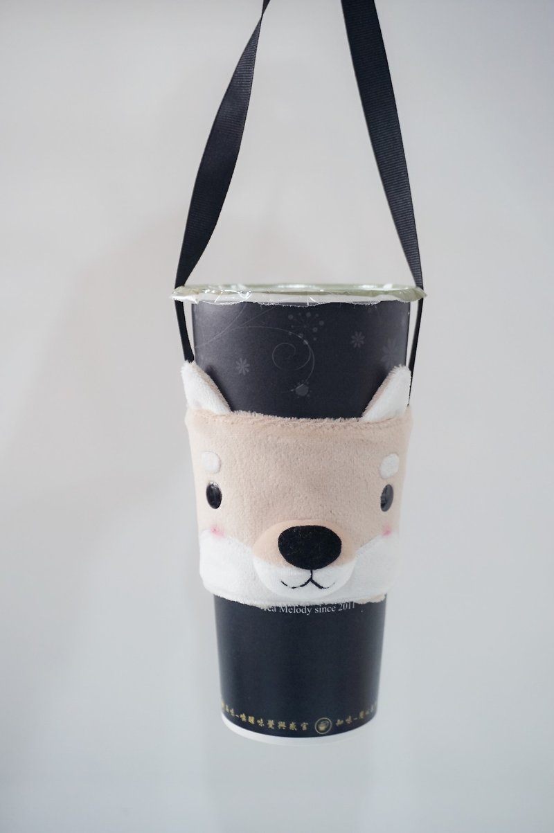 bucute Shiba Inu three-dimensional environmental protection beverage bag/beverage cup holder/environmental protection cup holder/bag/super popular/handmade - ถุงใส่กระติกนำ้ - เส้นใยสังเคราะห์ หลากหลายสี