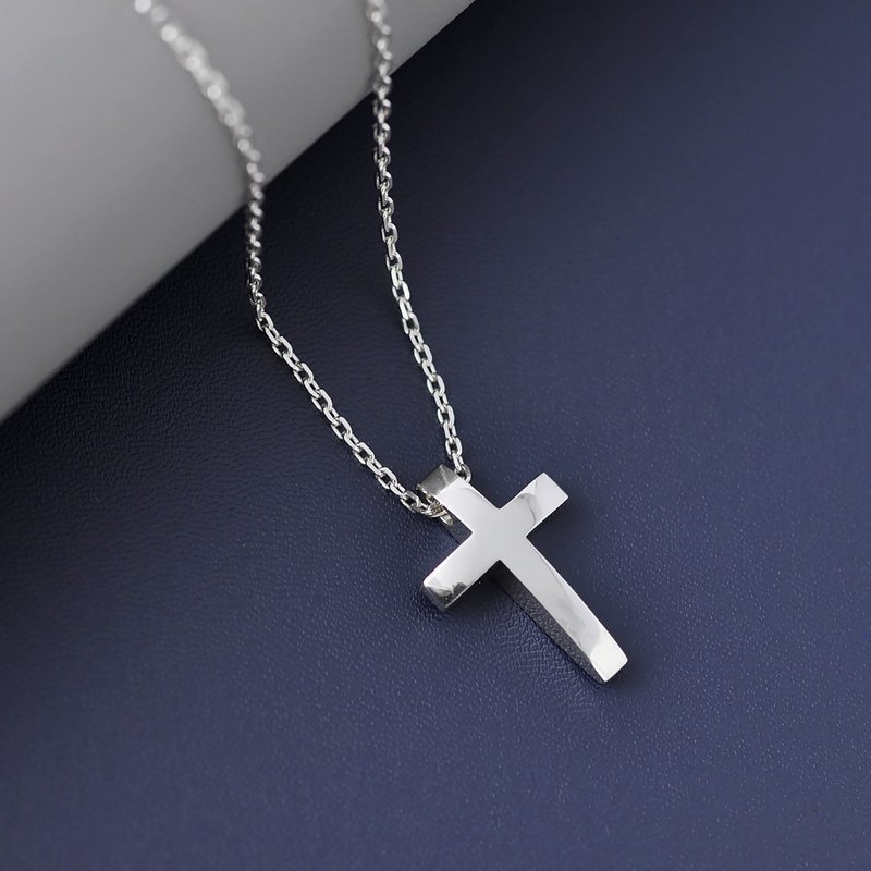 Sterling Silver Cross Necklace (L),SV925 - Necklaces - Sterling Silver Silver