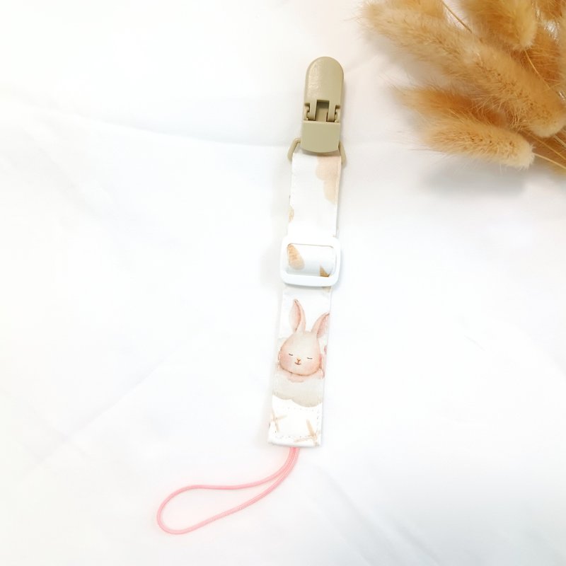 Dream Bunny. Adjustable length handmade pacifier chain (suitable for vanilla pacifier and general pacifier) - ขวดนม/จุกนม - ผ้าฝ้าย/ผ้าลินิน สีกากี