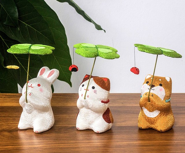 Japanese imported dragon and tiger silk cloth four-leaf clover