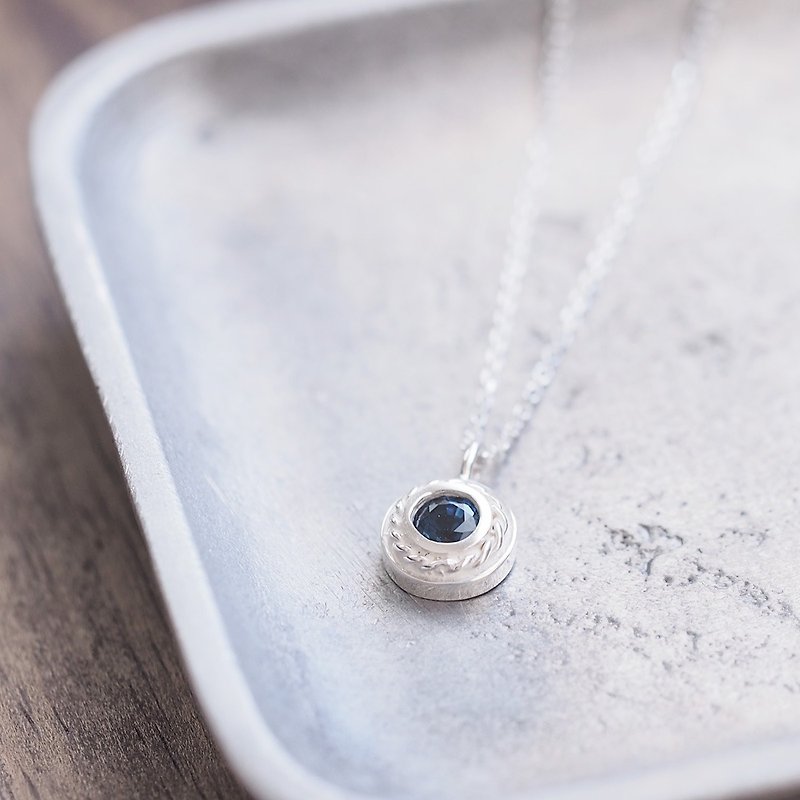 Sapphire twist men's necklace Silver 925 - Necklaces - Other Metals Blue