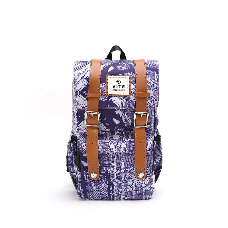 [Twin Series] 2018 Advanced Edition - Traveler Backpack (中)-MAP Shallow - Backpacks - Waterproof Material Purple