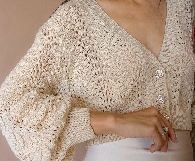 トップス cotton candy loose knit cardigan ivory LAKE_Holiday2023_NoraCardigan_