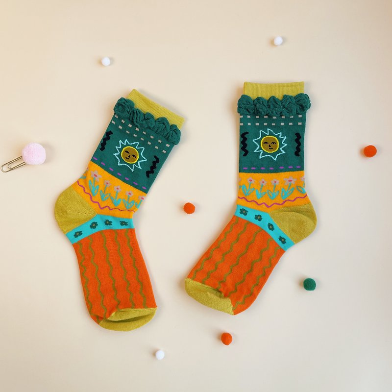 綿綿襪子 中筒襪 | 遠足計畫 - 襪子 - 棉．麻 綠色