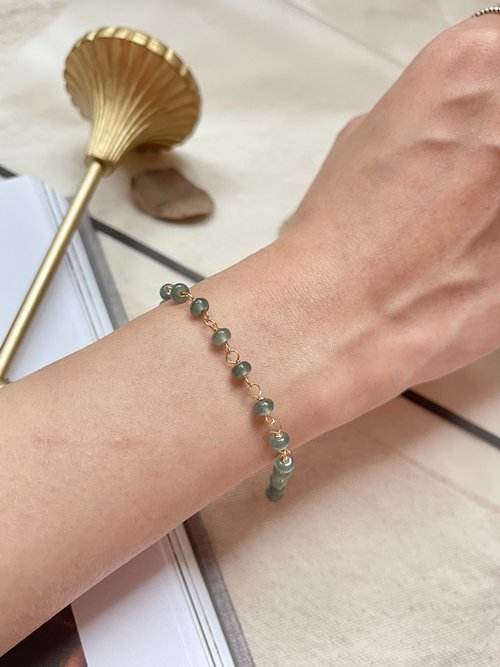 翡翠設計館 / 賞翠•玩翠 EXE Jewelry 高冰藍水算盤珠14k包金手鍊 |天然瓜地馬拉翡翠