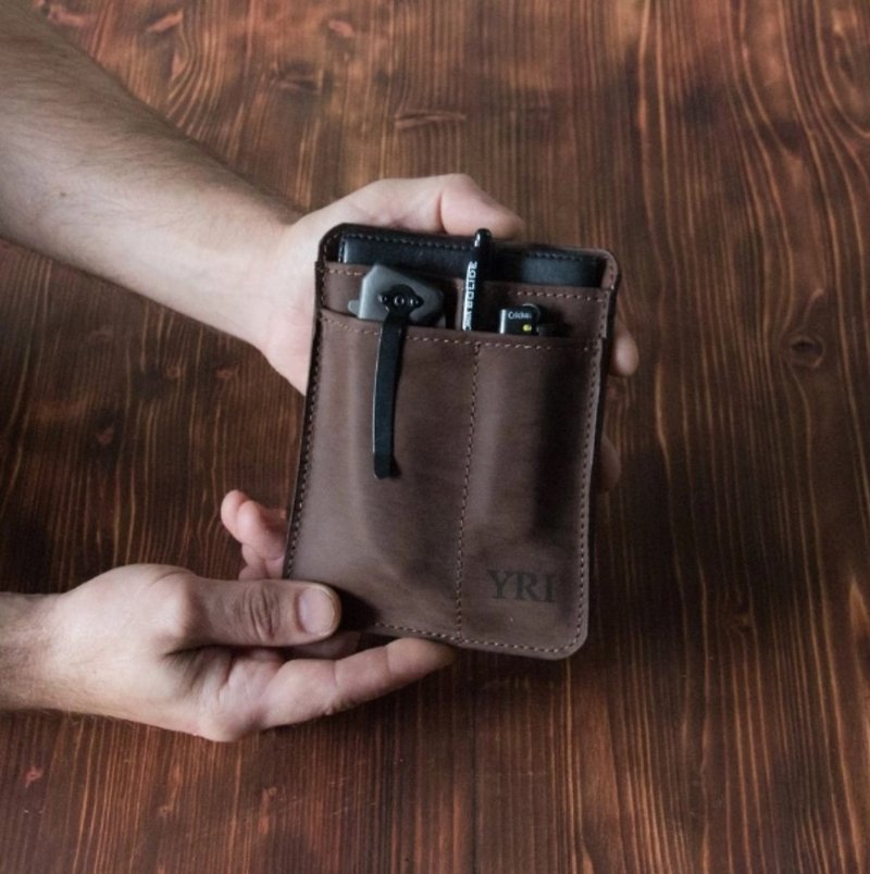 leather travel pouch, leather pocket organizer, leather pocket holder - 長短皮夾/錢包 - 真皮 多色