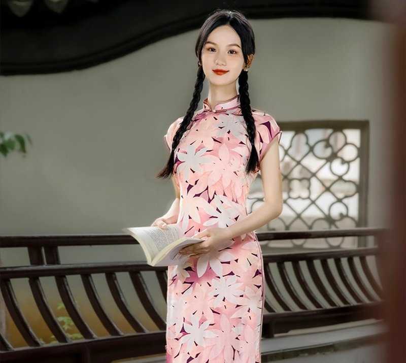 【夏日粉彩】民國復古風  古法平裁旗袍 - 旗袍/改良式旗袍 - 其他材質 粉紅色