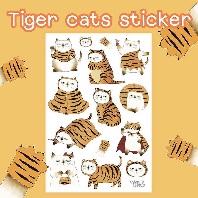 Siamese Tiger cats sticker - Stickers - Waterproof Material Orange