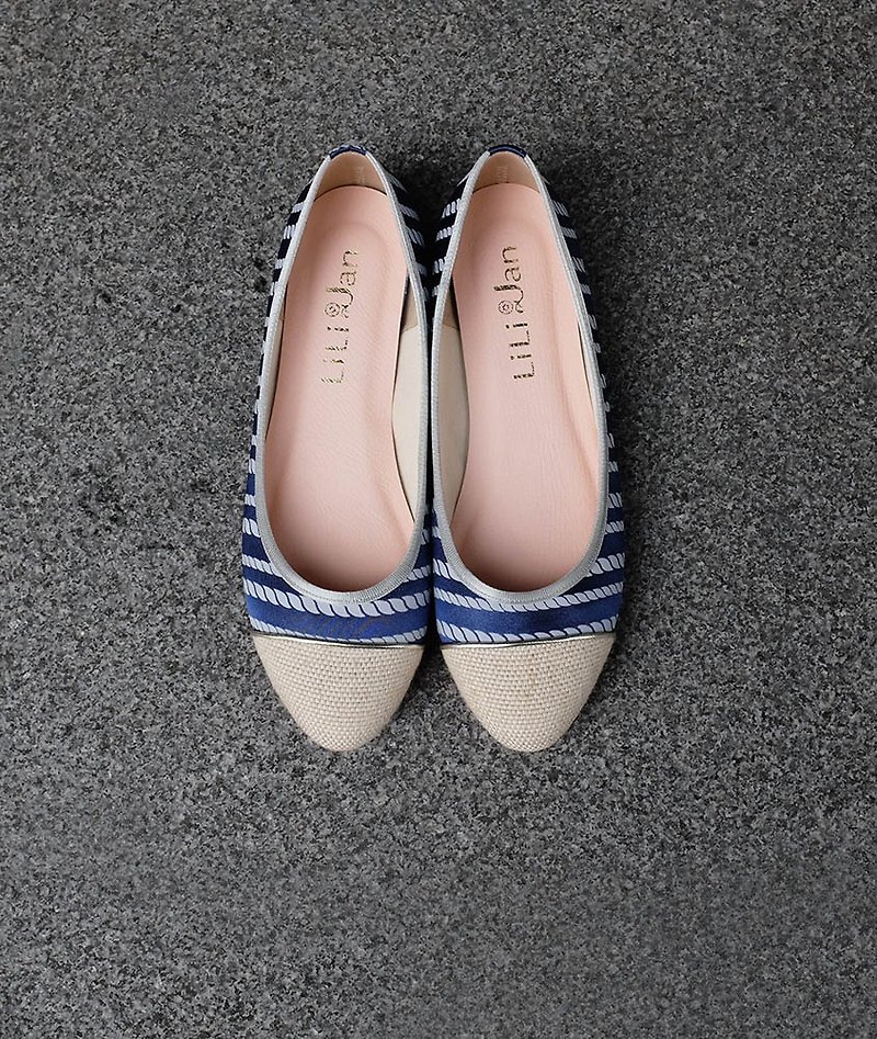 Size-[Elegance in Rainy] Cloth Waterproof Ladies Shoes_Dark Blue Rope - รองเท้าอ็อกฟอร์ดผู้หญิง - วัสดุอื่นๆ สีน้ำเงิน