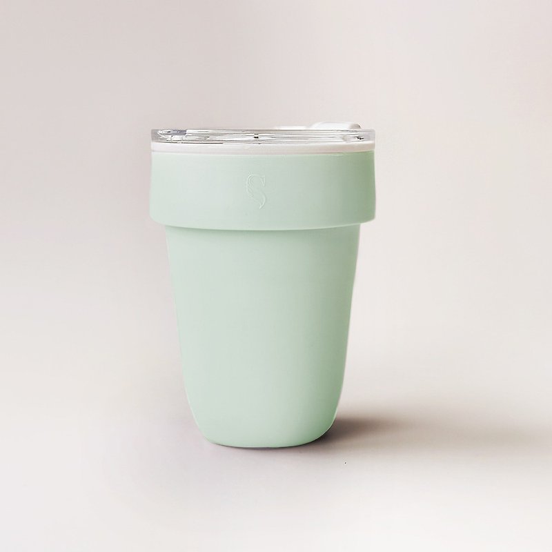 附專屬杯袋 | Swanz天鵝瓷 Mizu陶瓷杯-450ml (薄荷綠) - 咖啡杯 - 陶 綠色