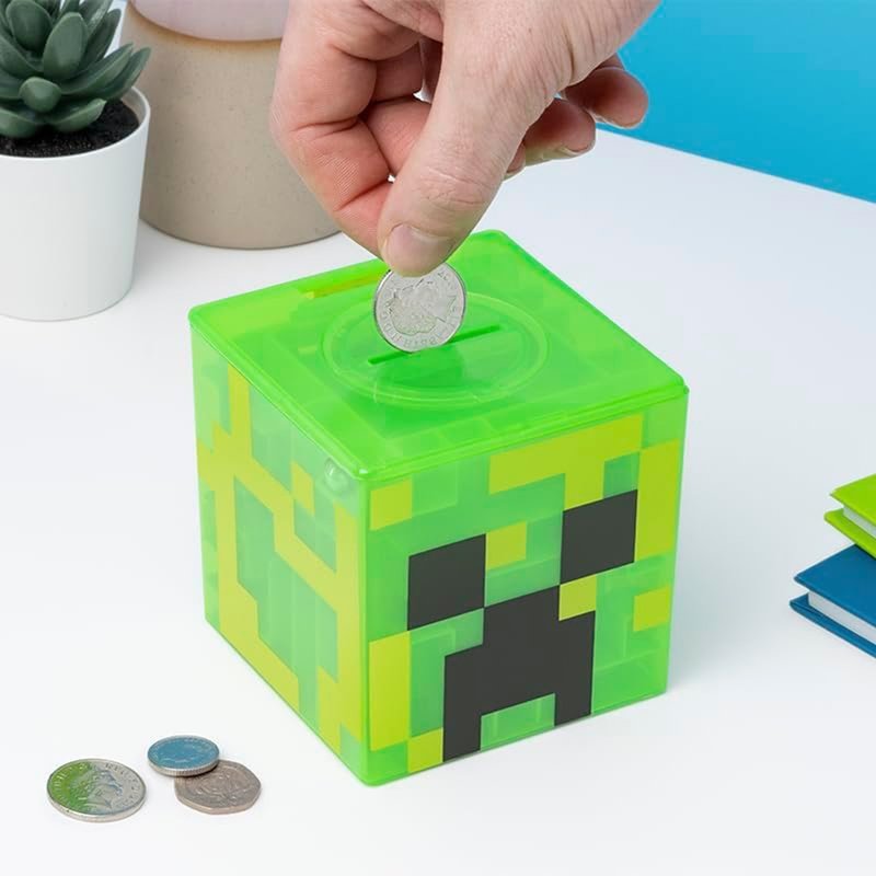 Paladone Minecraft Creeper Maze Safe - Coin Banks - Plastic Green