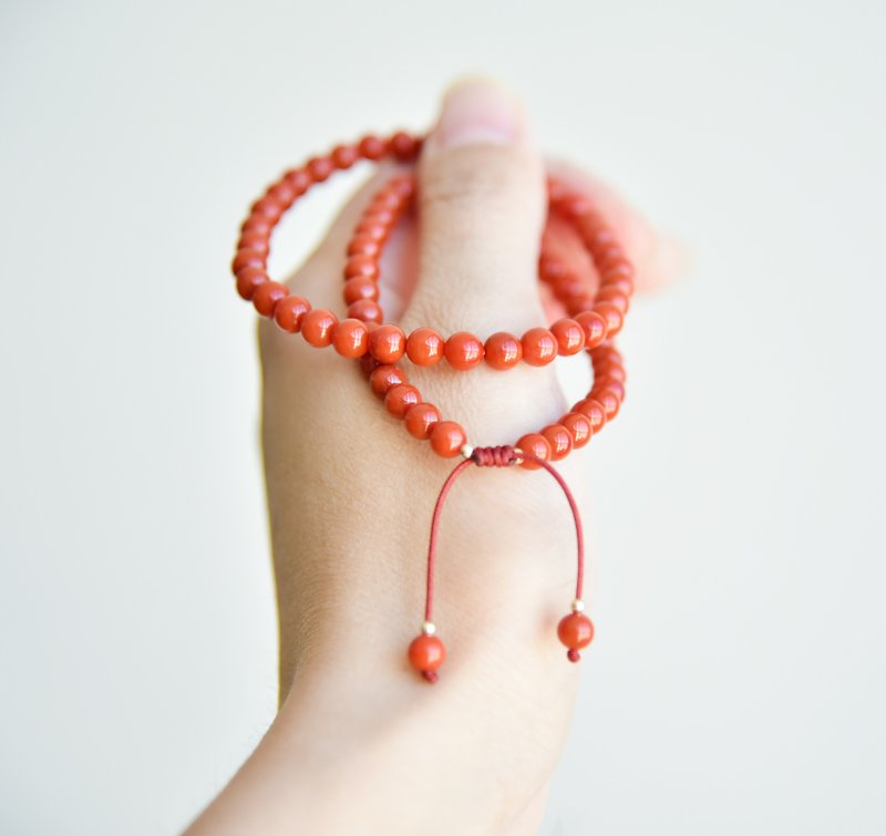 【顏】天然南紅瑪瑙 柿子紅 新年禮物男女簡約手鏈手環 - 手鍊/手環 - 半寶石 紅色