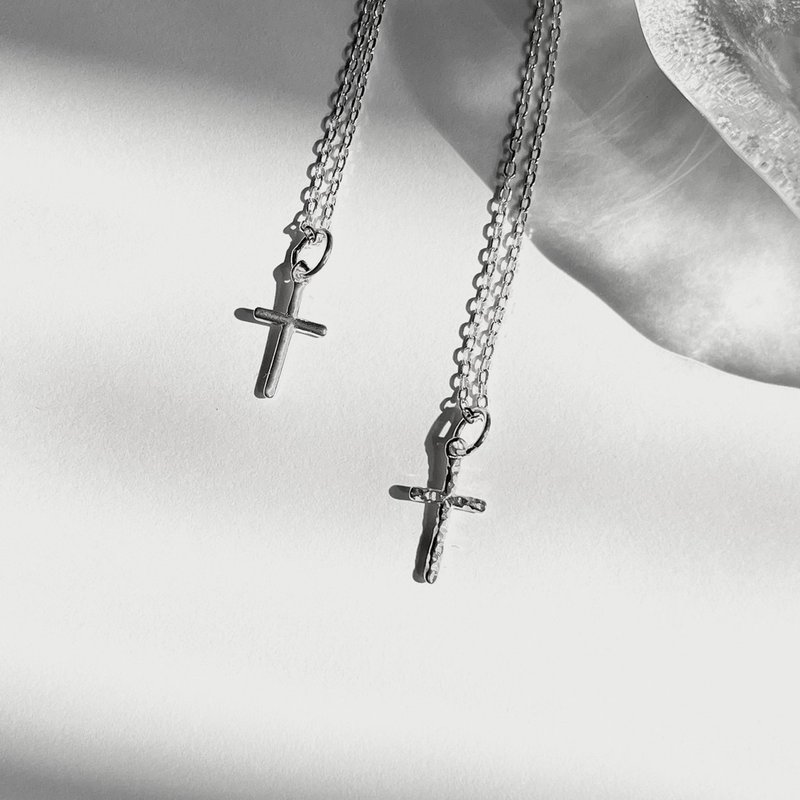 │Daily│Glossy Shining Cross•Sterling Silver Clavicle Necklace•Can Touch Water•Anti-allergic - สร้อยคอ - เงินแท้ 