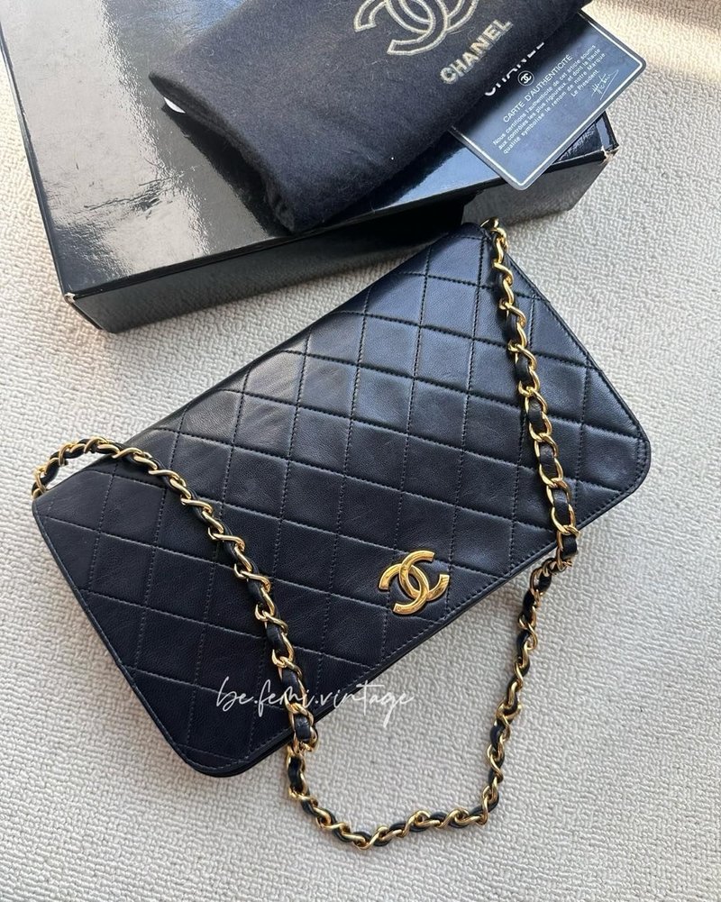 中古Chanel黑色鏈條信封包 - 側背包/斜背包 - 真皮 黑色