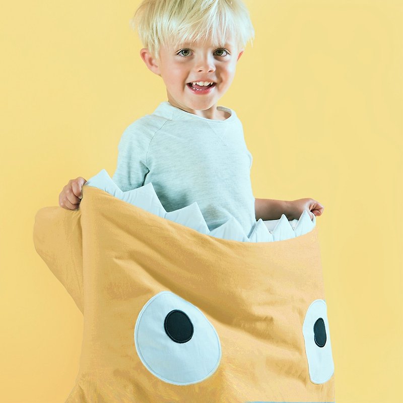 BabyBites Shark Bite Cotton Children's Multifunctional Sleeping Bag - Mustard Yellow - Bedding - Cotton & Hemp Multicolor