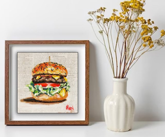 ハンバーガー 絵 食べ物 サンドイッチ オリジナルアート カツパン