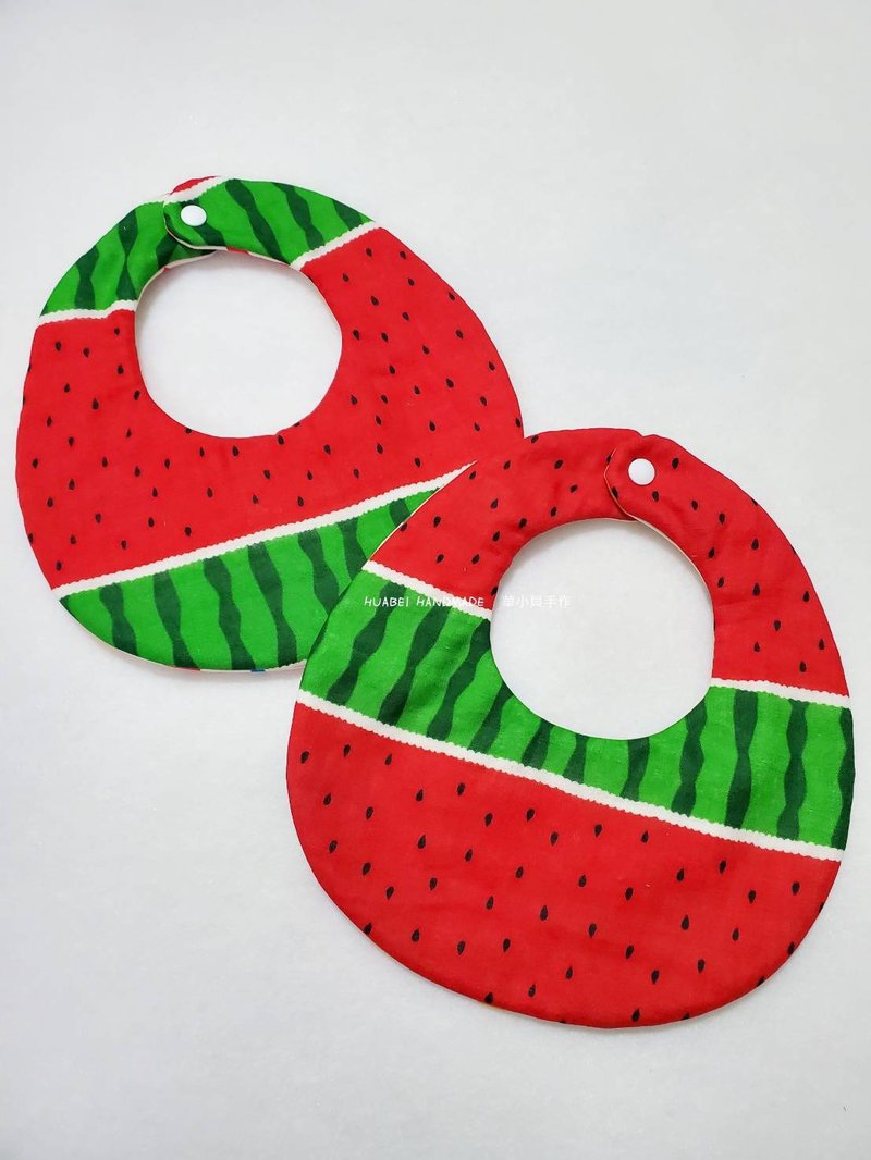 西瓜二重紗圍兜 手作圍兜 圓兜 - 圍兜/口水巾 - 棉．麻 紅色