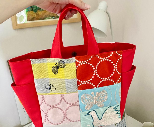 Mina Perhonen Small Pocket Tote Bag - 設計館eukalyptus 手袋/手提袋