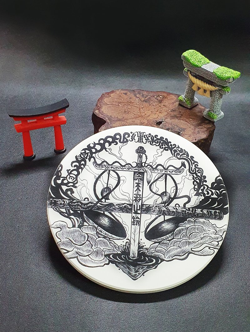| Oriental Zodiac | Ceramic Coaster - Libra - Coasters - Pottery White