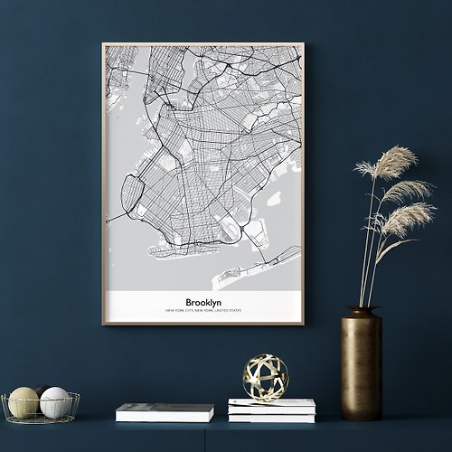 菠蘿選畫所 城市地圖 • 布魯克林 - 地圖掛畫/城市掛畫/美國/紐約/辦公室