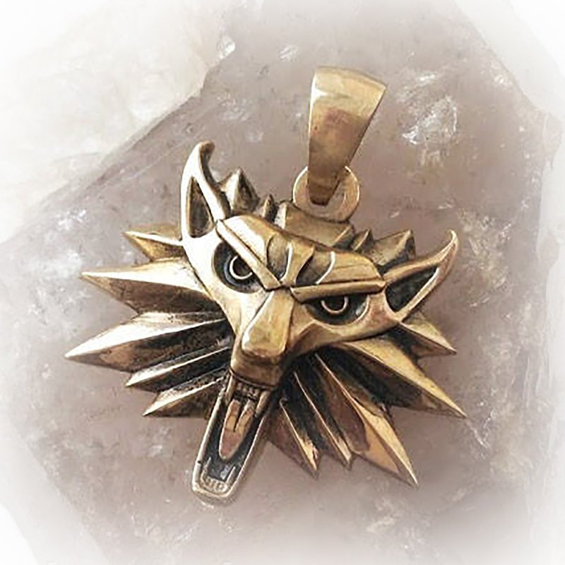 Bronze Wolf necklace pendant,School of the Wolf necklace pendant,The Witcher - 吊飾/掛飾 - 銅/黃銅 金色