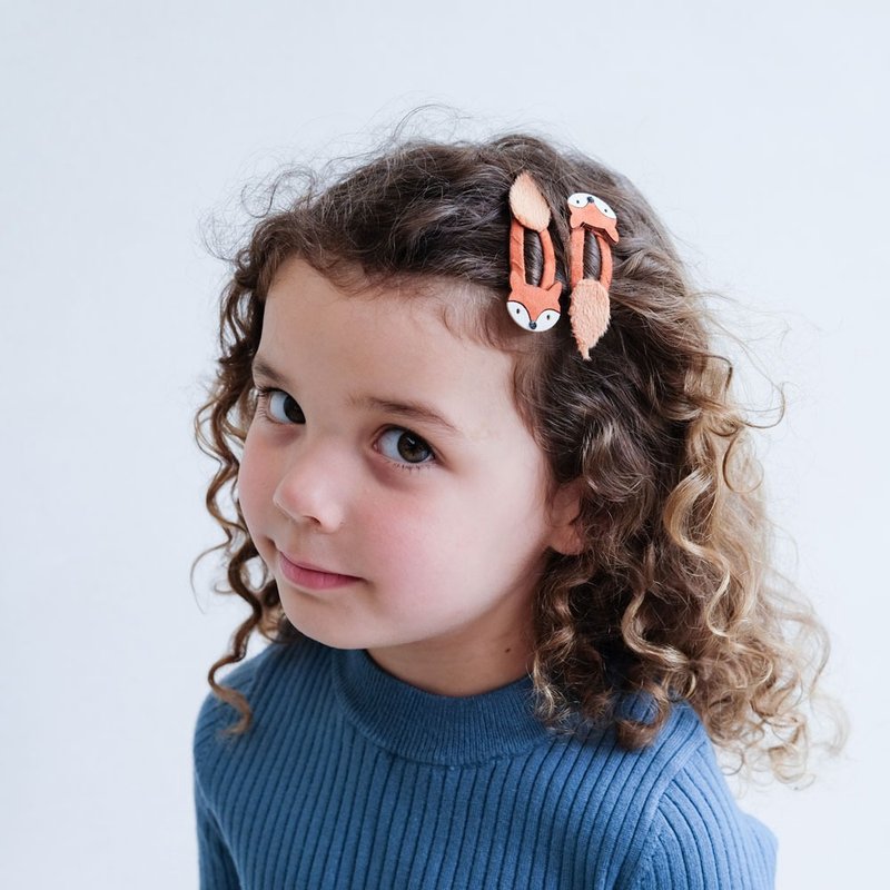 British Mimi & Lula_AW24_Autumn Forest-Cute fox ticking clip 2 pieces - Baby Accessories - Polyester 