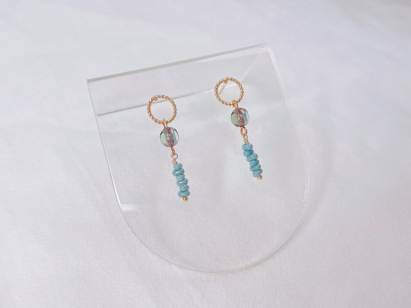 Heart of Sea Mist|| Japanese Earrings - ต่างหู - วัสดุอื่นๆ สีน้ำเงิน