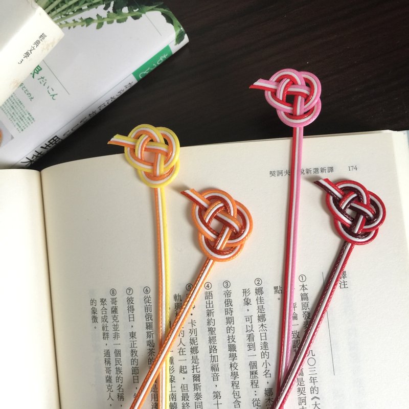 淡路結書籤 黃/紅色系列 - 書籤 - 其他人造纖維 紅色
