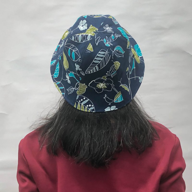雙面漁夫帽 - 熱鬧冬季 - 帽子 - 棉．麻 藍色