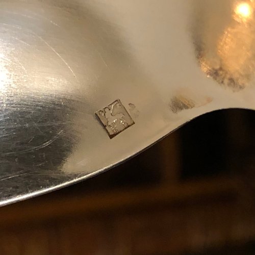 フランス シルバースプーン2本 アールヌーボー 純銀 1884～1910年