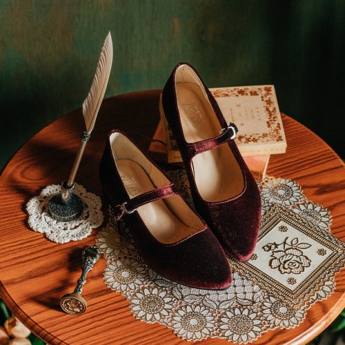 クラシックムーブメント日本製トップベルベット手作りメリージェーン