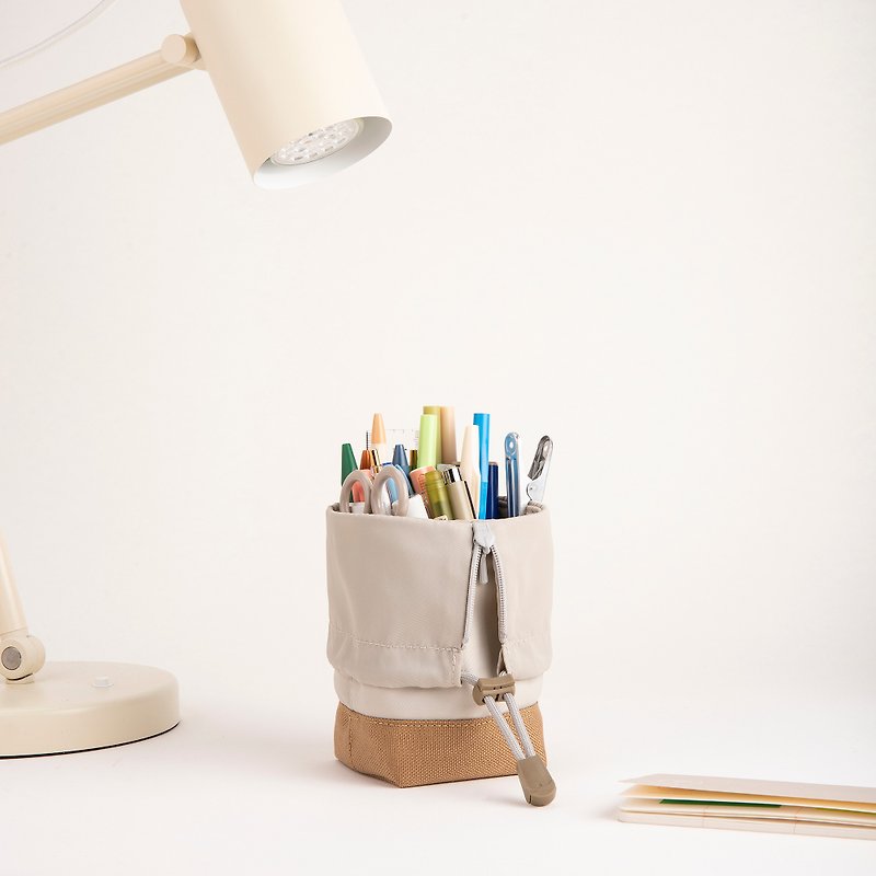 Bucket+ Large Capacity Multi-compartment Drawstring Organizer Bag Drawstring Pencil Pouch - Ivory White
