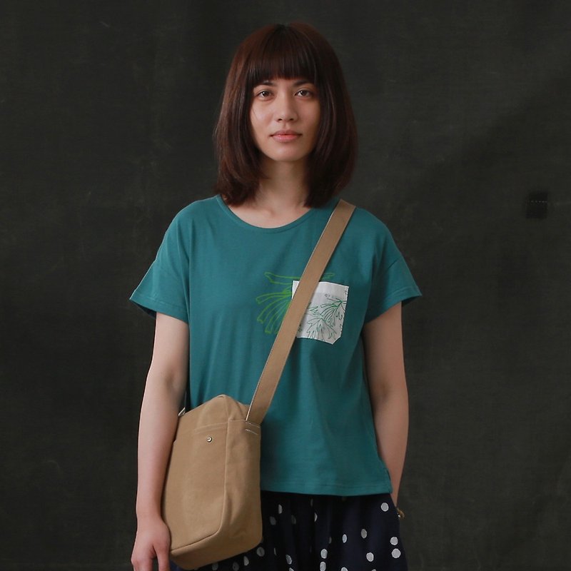 蘑菇MOGU/有機棉/短袖/鹿角蕨 - 中性衛衣/T 恤 - 棉．麻 綠色