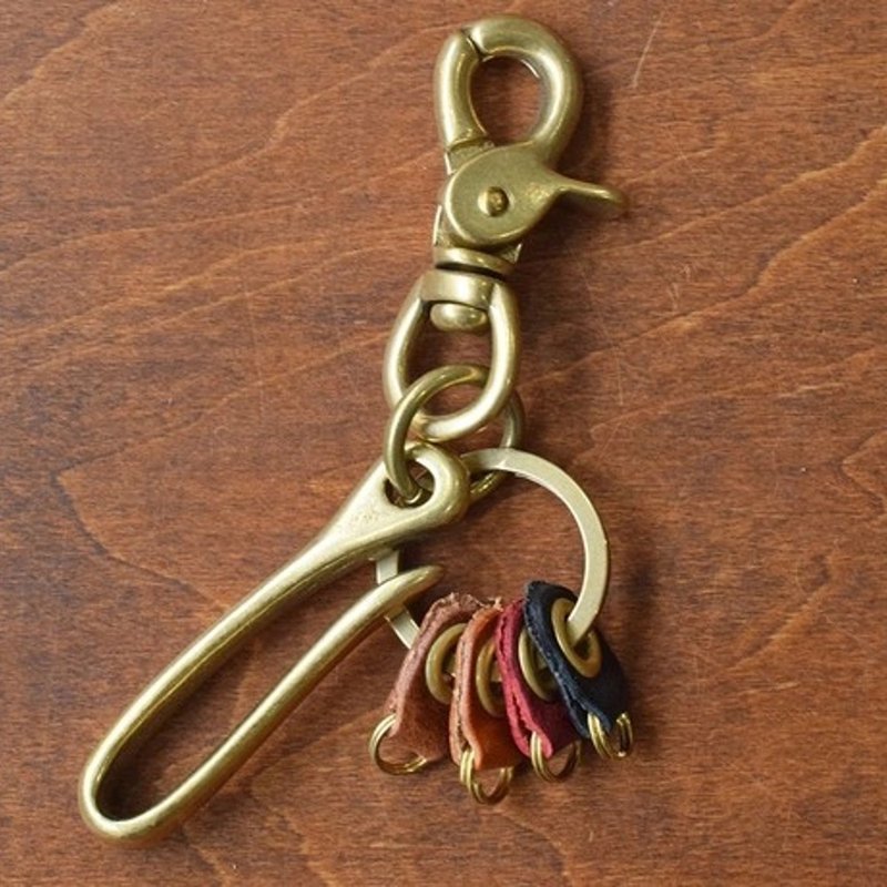 Brass Tochigi Leather Lever Clasp Hook Key Ring - ที่ห้อยกุญแจ - หนังแท้ หลากหลายสี